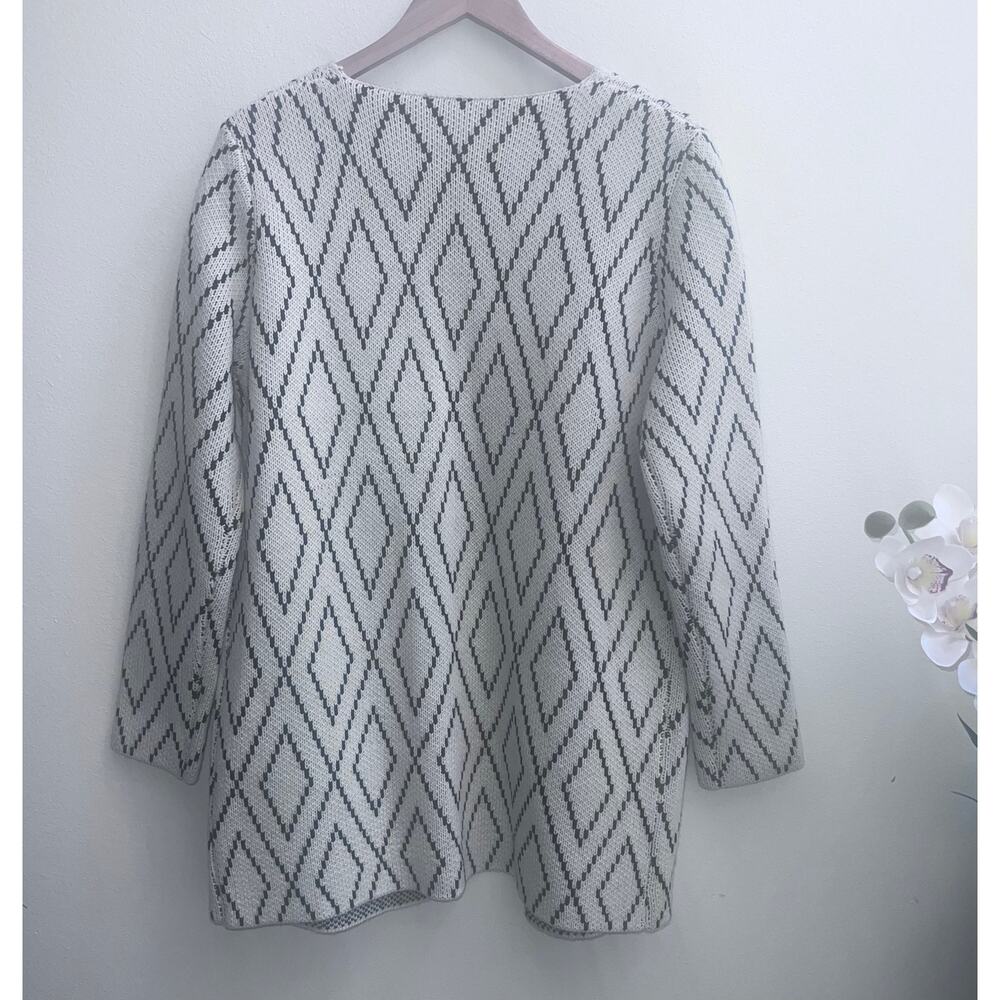 Women's Geometric Open-Front‎ Cardigan Size Large Long Sleeve Minimalist Chic - Picture 2 of 4